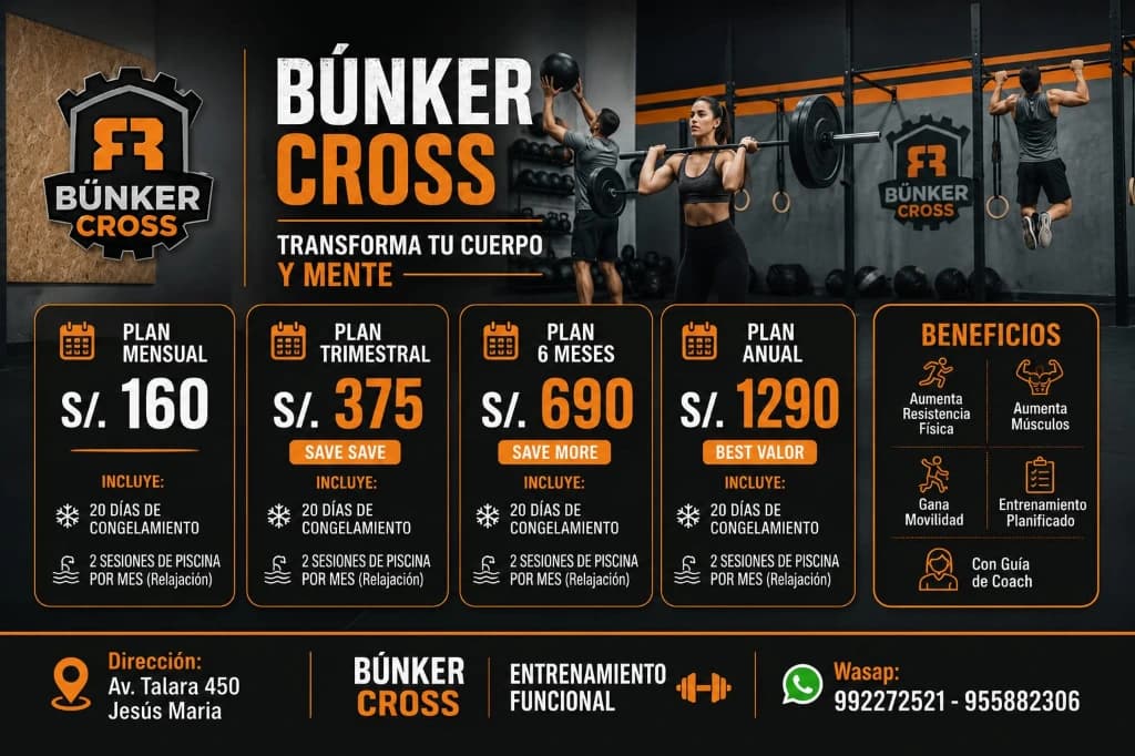 Afiche original de Búnker Cross, con planes y horarios